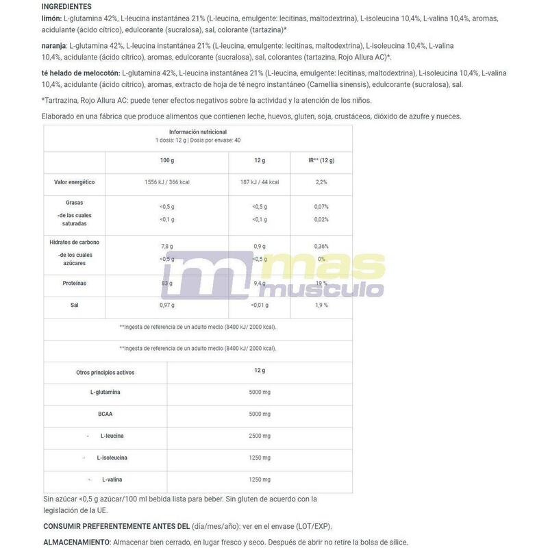 Bcaa - Bcaa + Glutamine Zero (480g) - Citroen