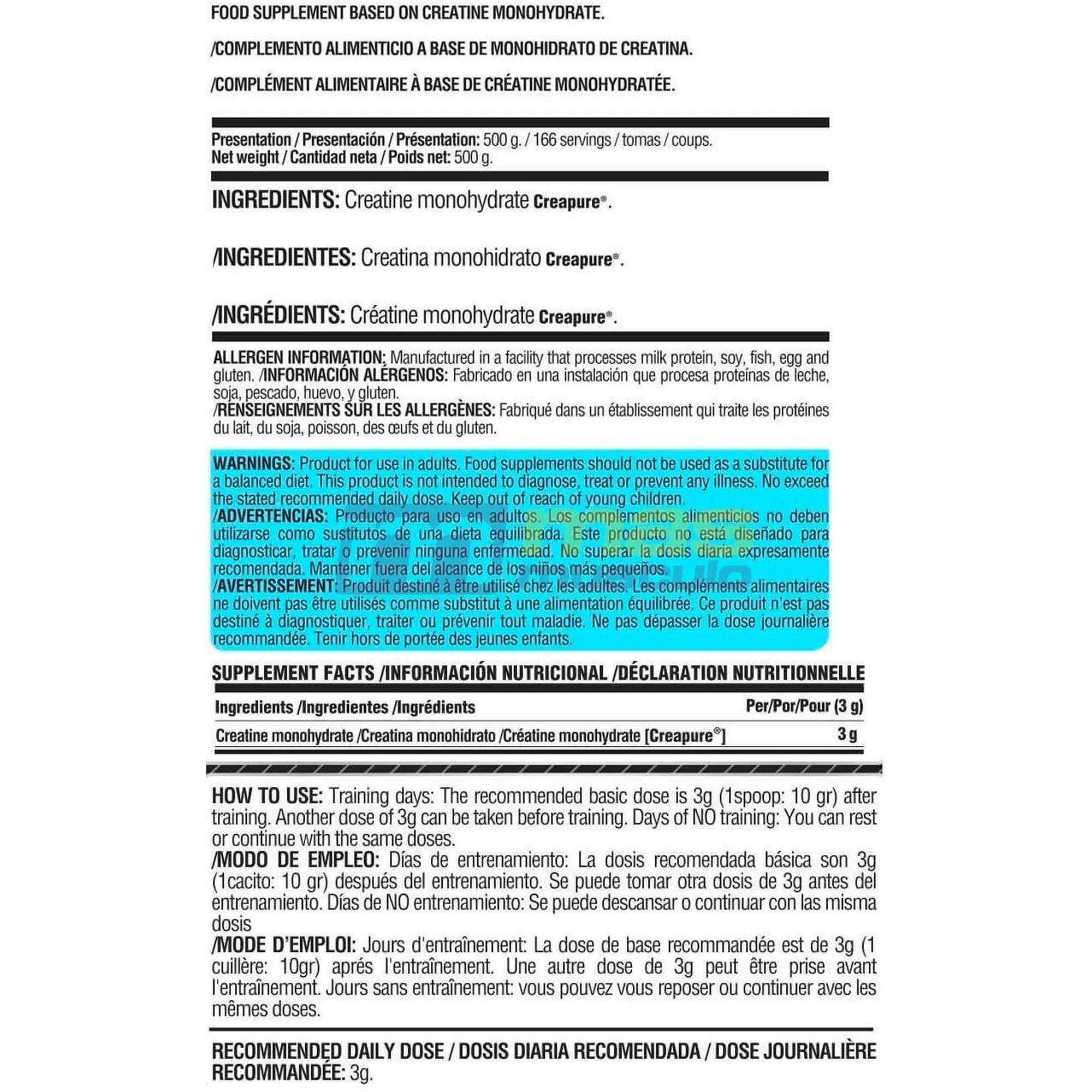 Creapure Creatin Monohydrat 500g | Micronisiert & Glutenfrei | Für Kraft & Muskelaufbau