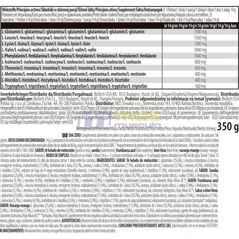 BioTechUSA EAA Zero 350 gr - Aminoácidos Esenciales