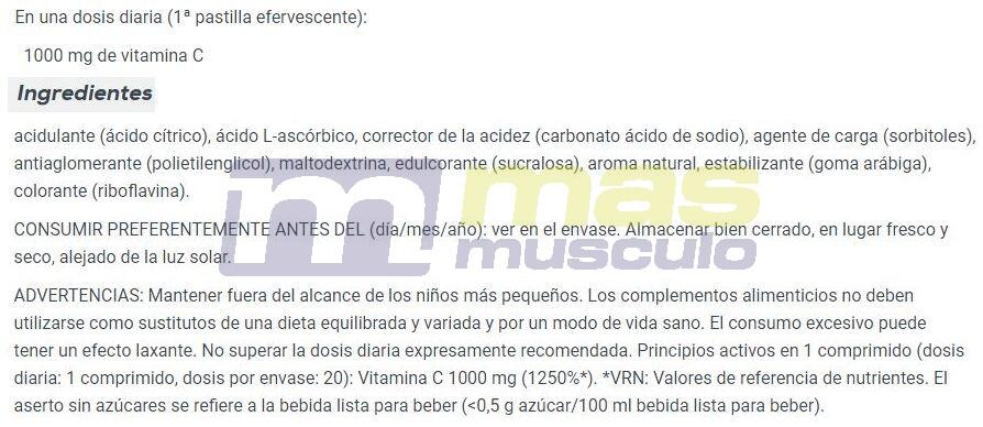 BiotechUSA Vitamin C Effervescent - Vitamina C 1 tubo x 20 tabs 5/5