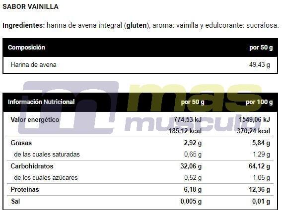 Harina de avena 1 Kg Sabores Vitobest Vainilla 4/4