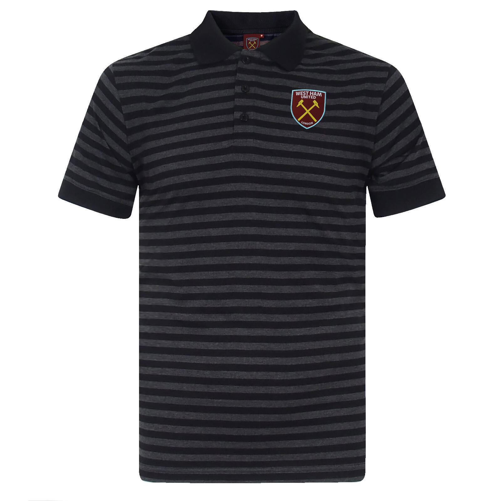 West Ham United Mens Polo Shirt Striped OFFICIAL Football Gift 1/2