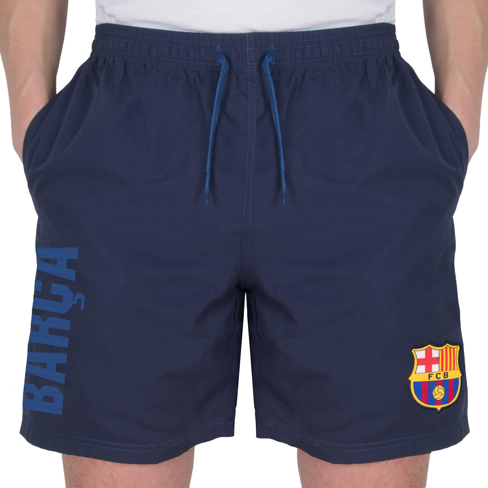FC Barcelona Official Football Gift Mens Poly Shorts Navy Blue Large 2/7