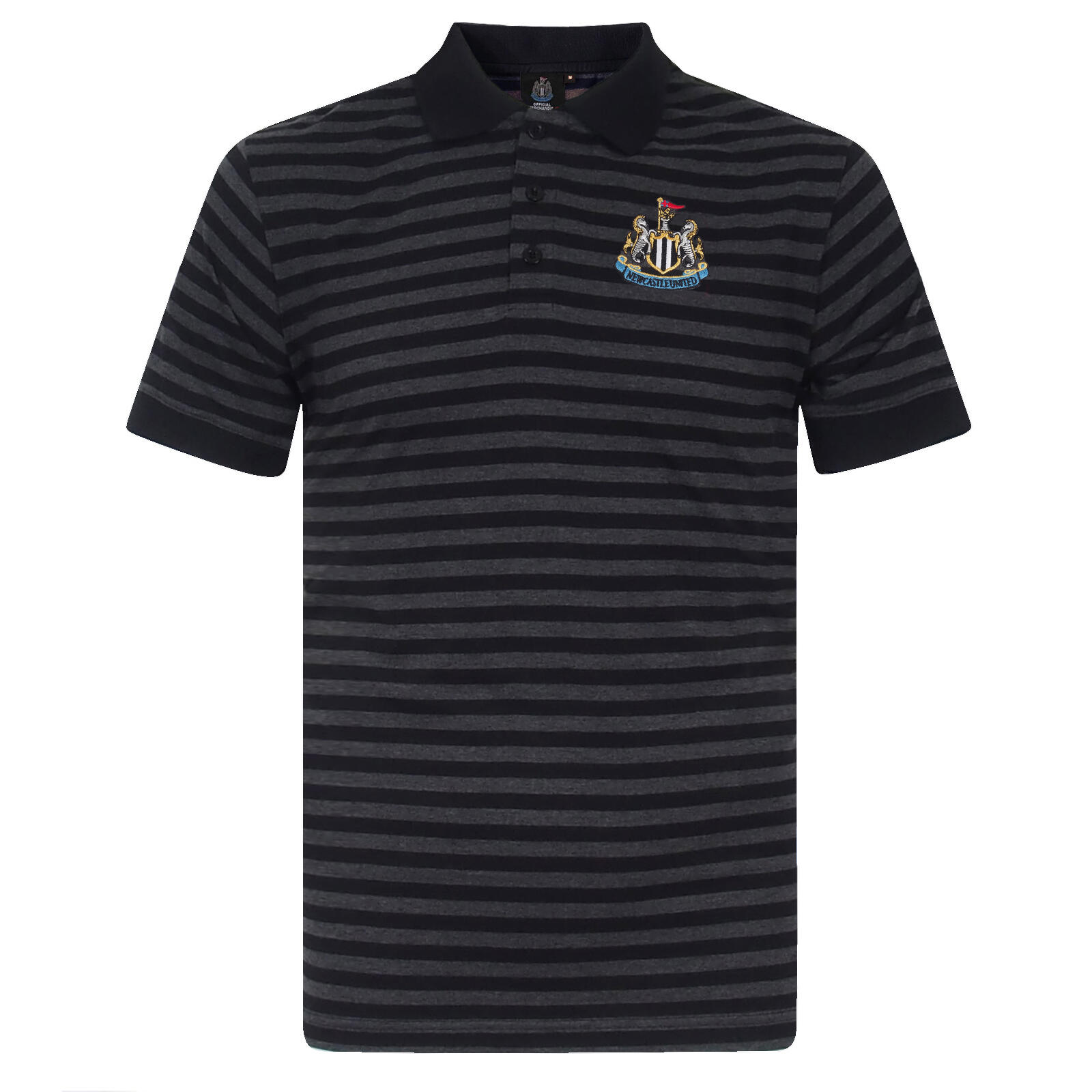 NEWCASTLE UNITED Newcastle United Mens Polo Shirt Striped Marl Yarn Dye OFFICIAL Football Gift