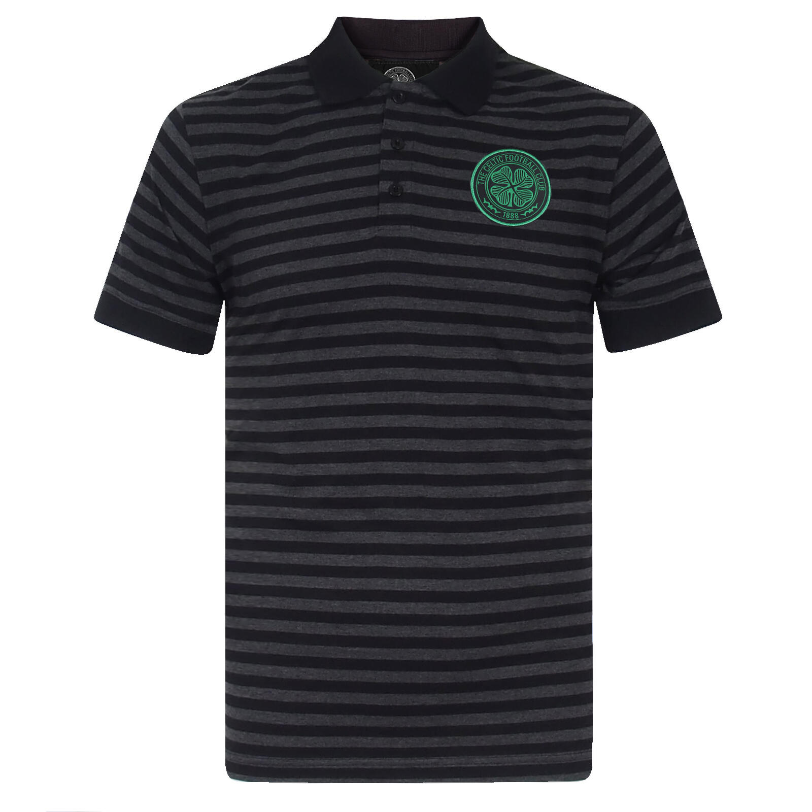 CELTIC FC Celtic FC Mens Polo Shirt Striped Marl Yarn Dye OFFICIAL Football Gift
