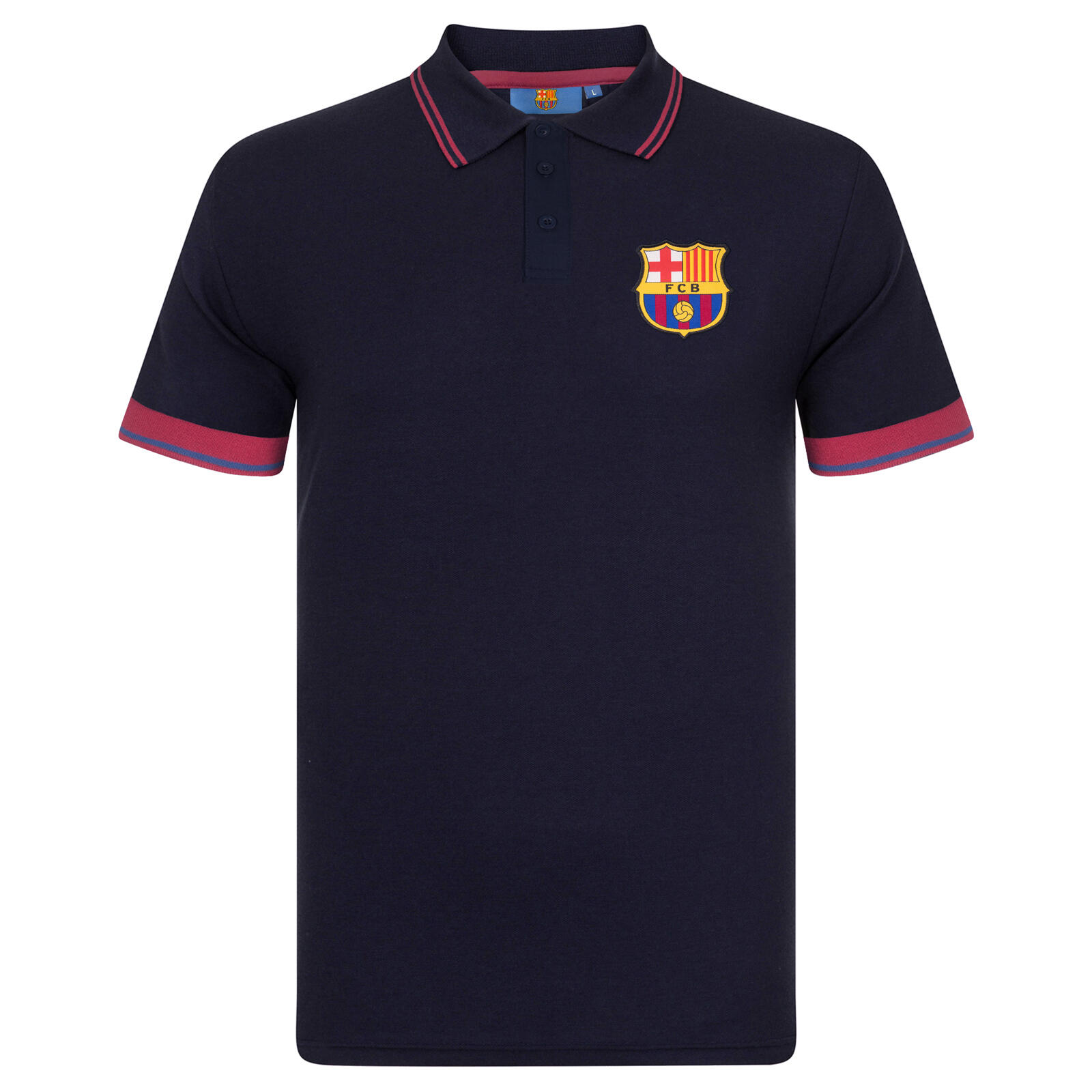 FC BARCELONA FC Barcelona Mens Polo Shirt Crest OFFICIAL Football Gift