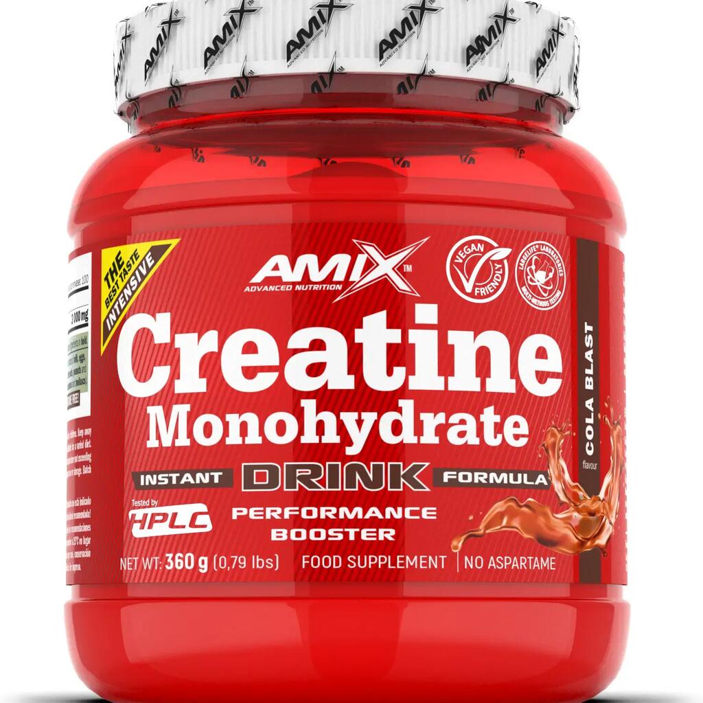 Kreatin monohydrátový nápoj od Amix Nutrition je práškový doplněk stravy, testov