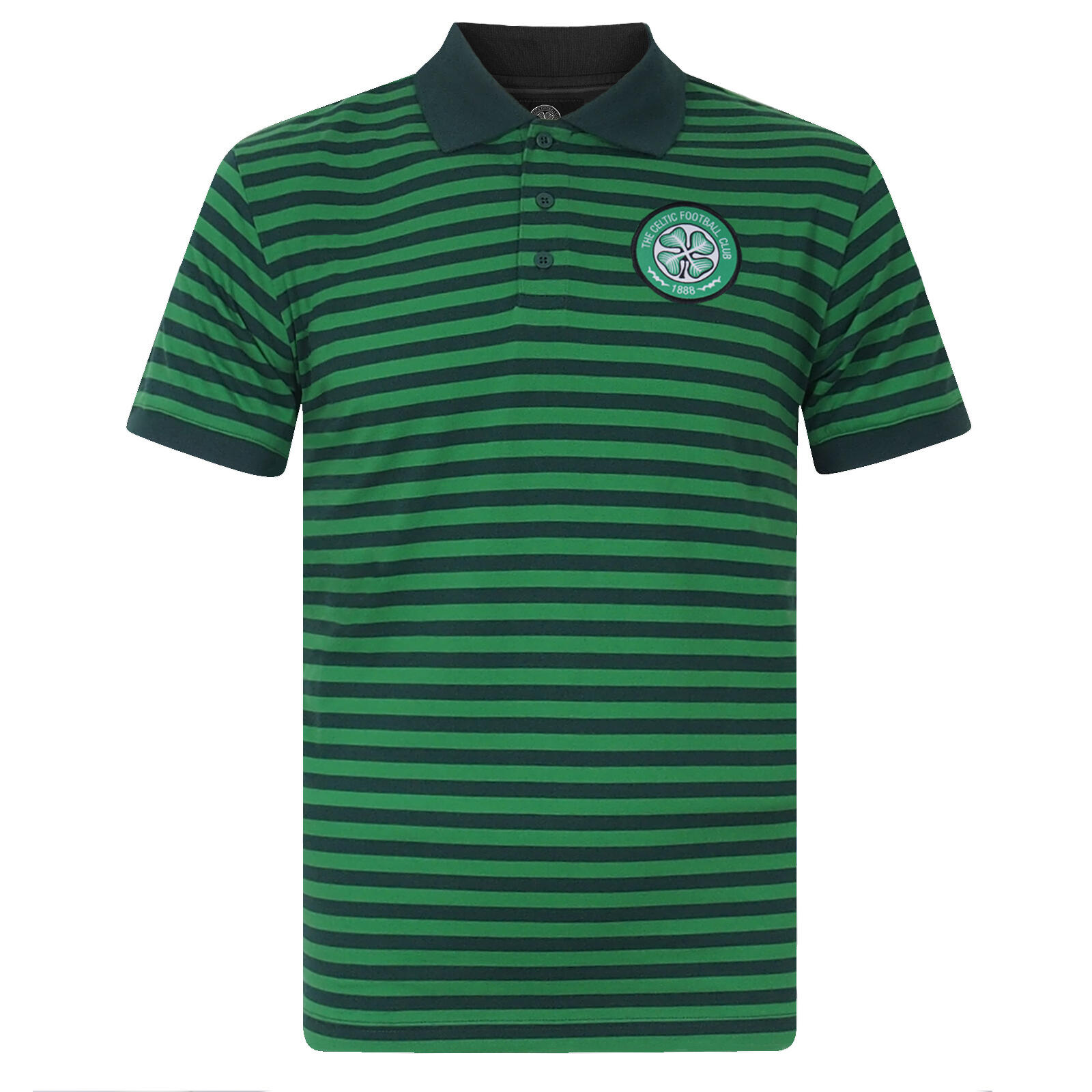 CELTIC FC Celtic FC Mens Polo Shirt Striped Marl Yarn Dye OFFICIAL Football Gift