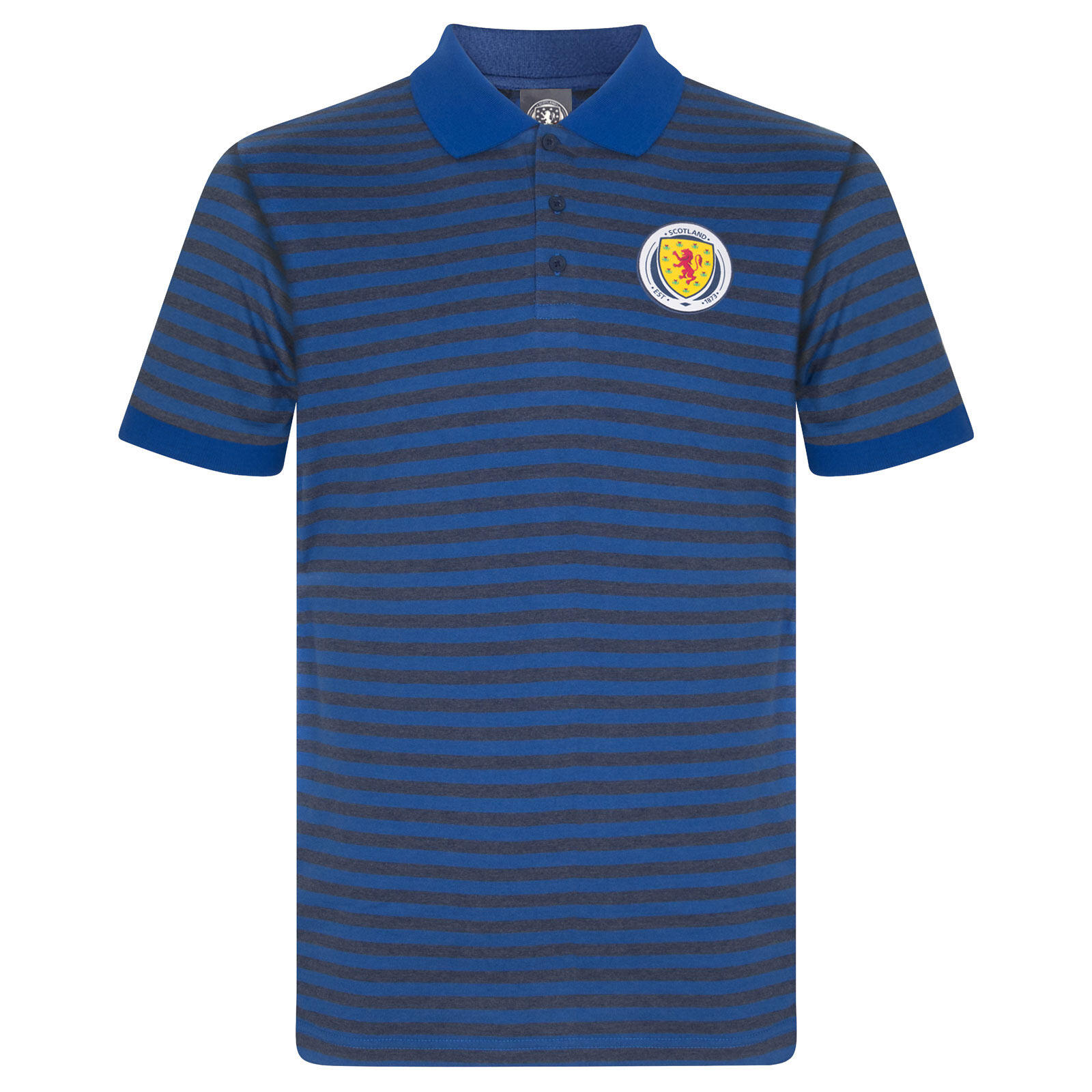 SCOTTISH FA Scotland Mens Polo Shirt Striped Marl Yarn Dye OFFICIAL Football Gift