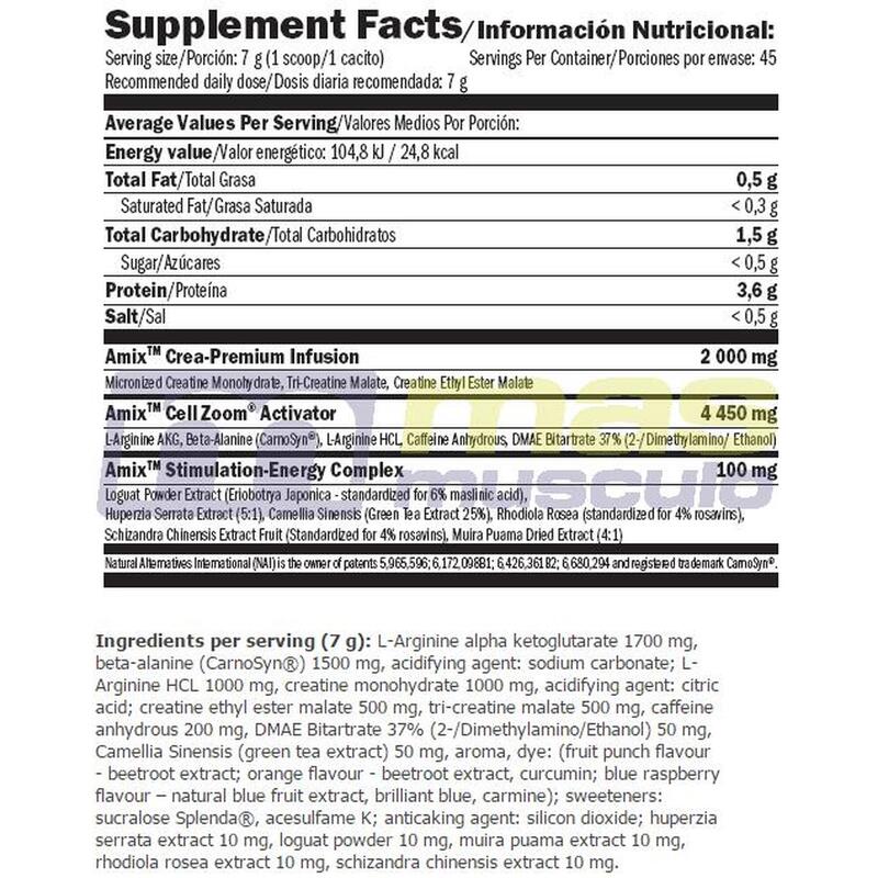 CellZoom - 315g Ponche de Frutas de Amix Nutrition