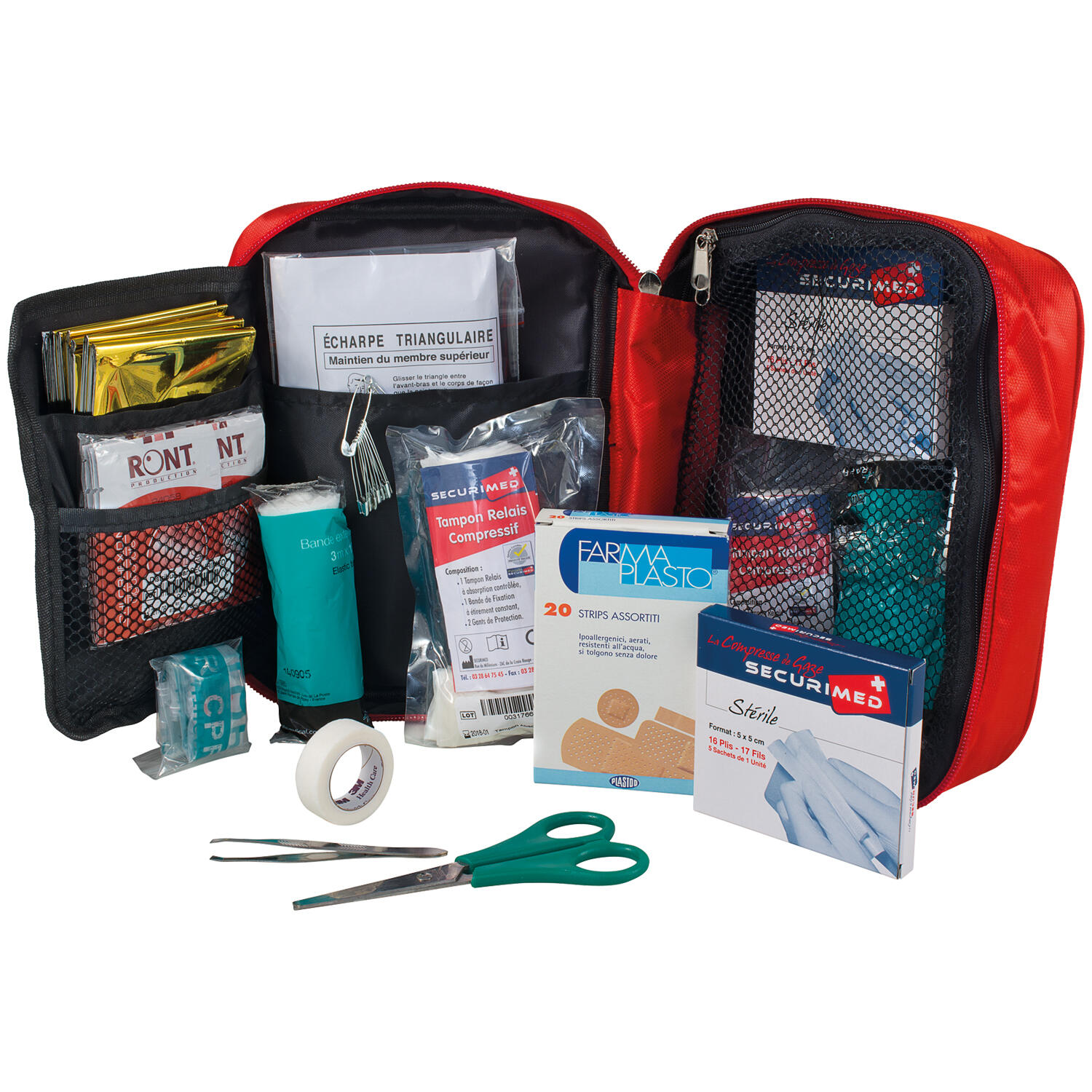 Securimed - Trousse De 1er Secours Souple Indispensable Rouge - 57 Pièces - Trousse De Secours - Rouge - Taille Unique - Decathlon