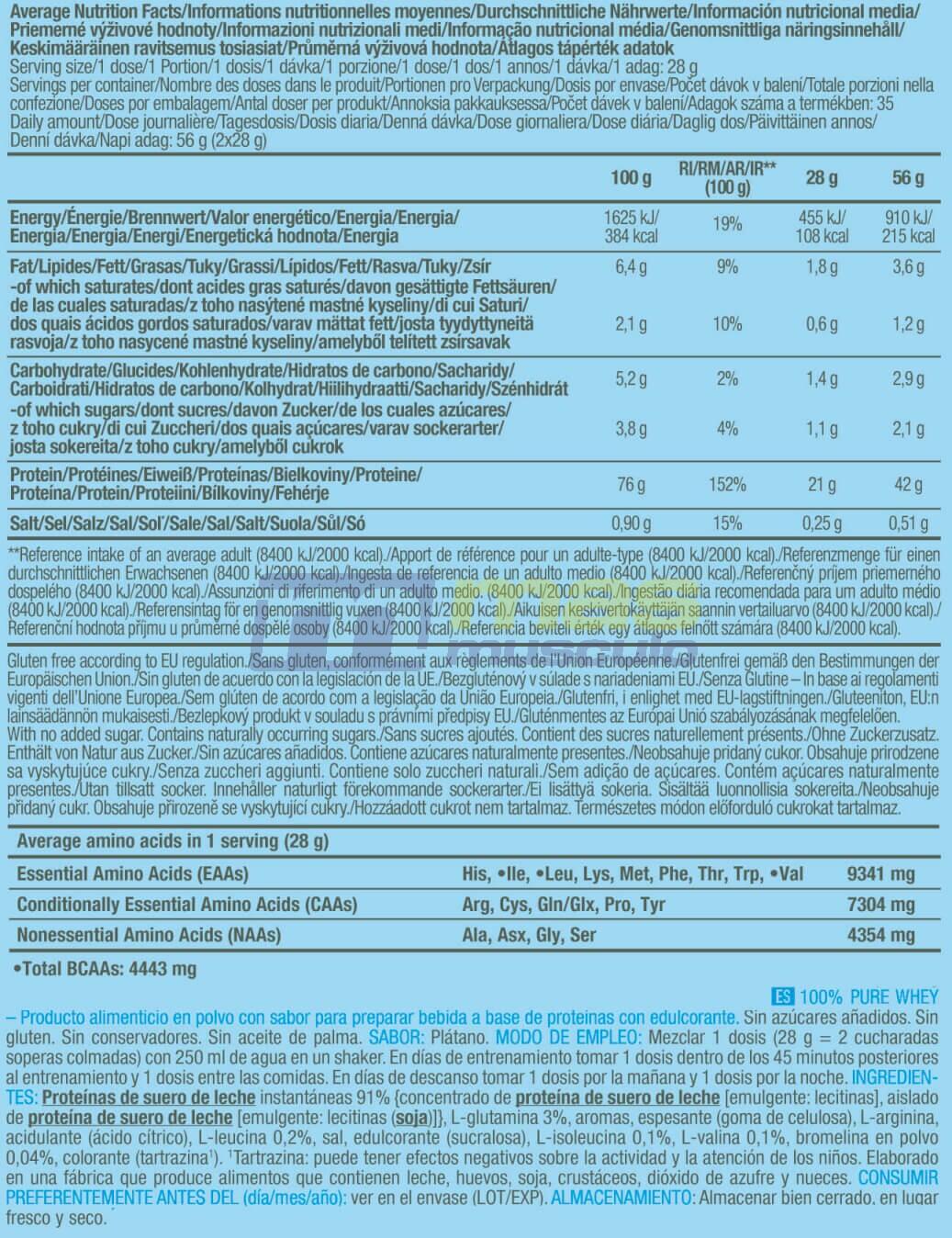 100% Pure Whey - 1kg Banane de Biotech USA 4/4
