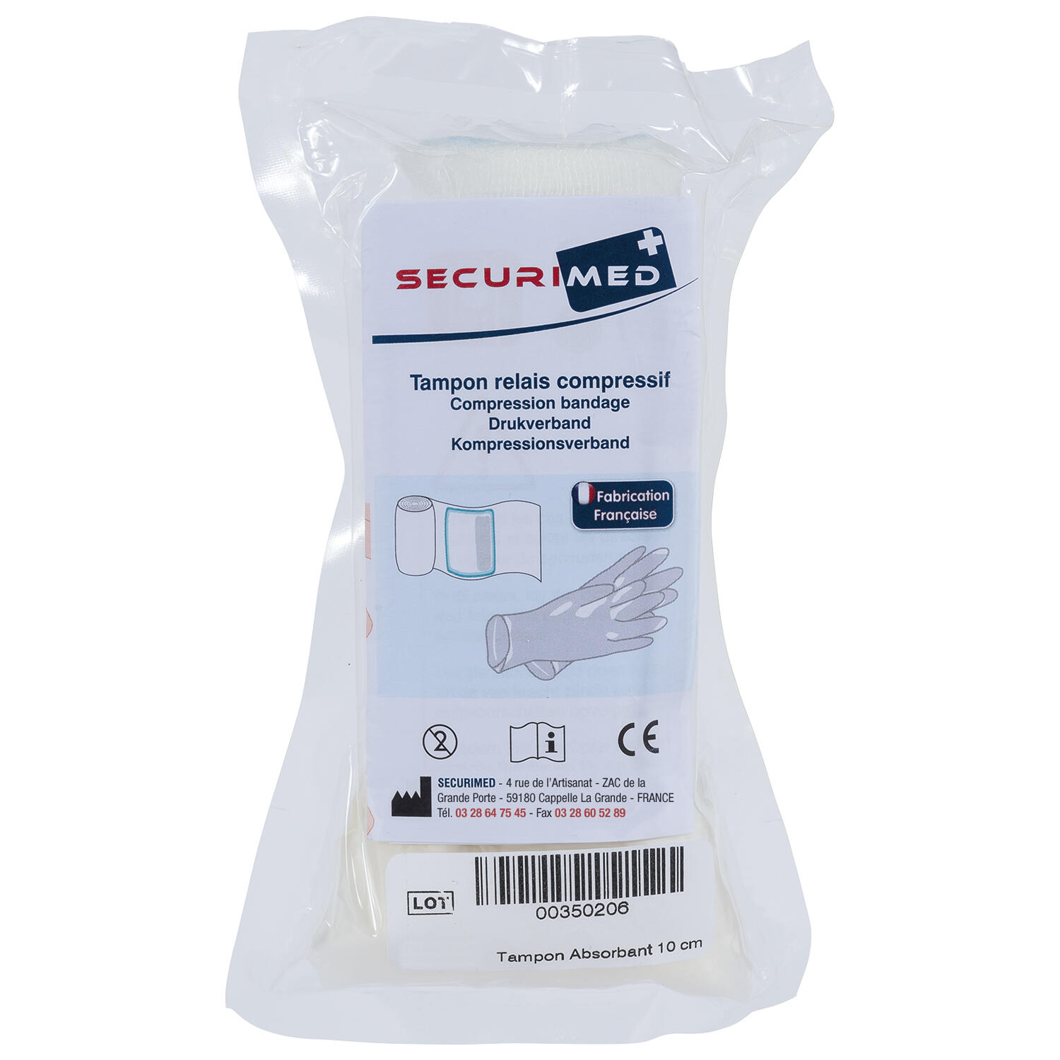 Securimed - Tampon Relais Compressif Pour Hémorragie Externe Largeur 10 Cm - Pansement - Blanc - Taille Unique - Decathlon