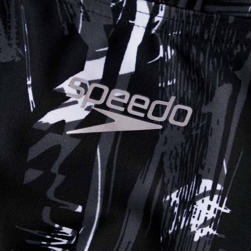Speedo Allover Rippleback Swimsuit - Black/ USA Charcoal/ White