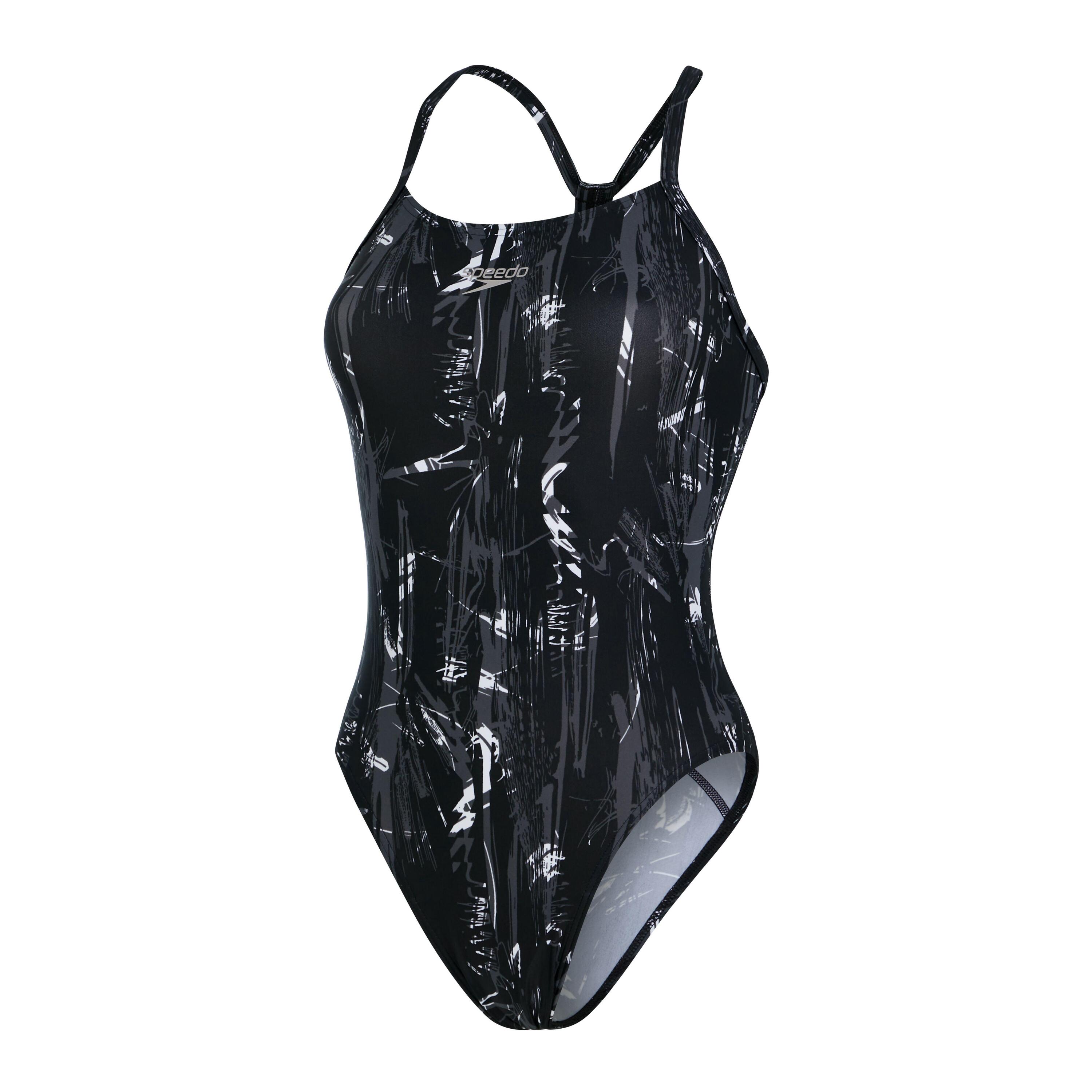 Maiô Speedo Allover Rippleback - Preto/ Cinza-escuro EUA/ Branco - Tamanho 32 6/7