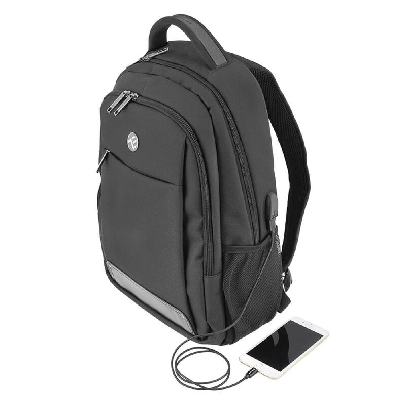 Rucsac laptop Companion, cu port USB, 15.6 inch, negru