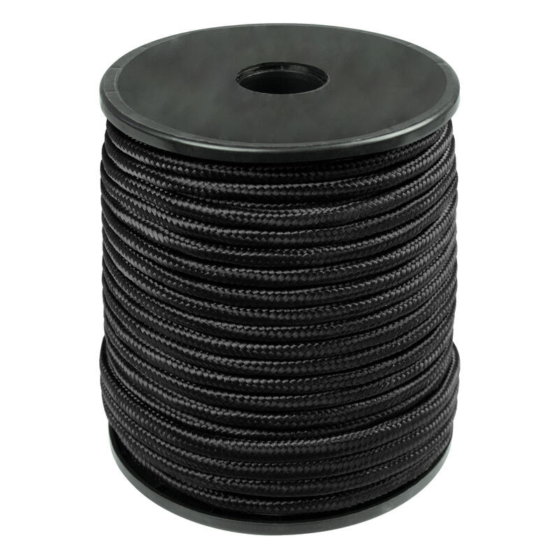 Corde camping | Rouleau paracord | 7 mm épaisseur / 50 m longueur | Noir