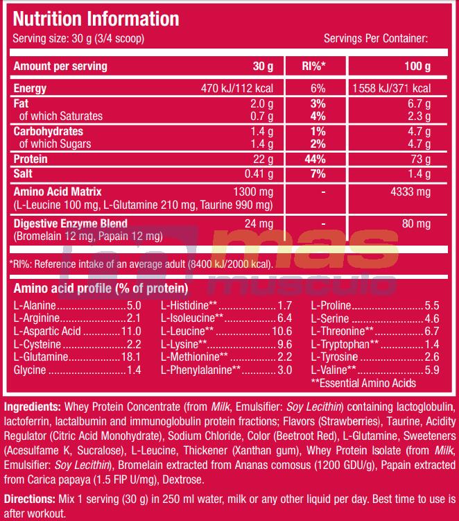 Wei-eiwit - 100% Wei Professioneel (500g) - Aardbei 4/4
