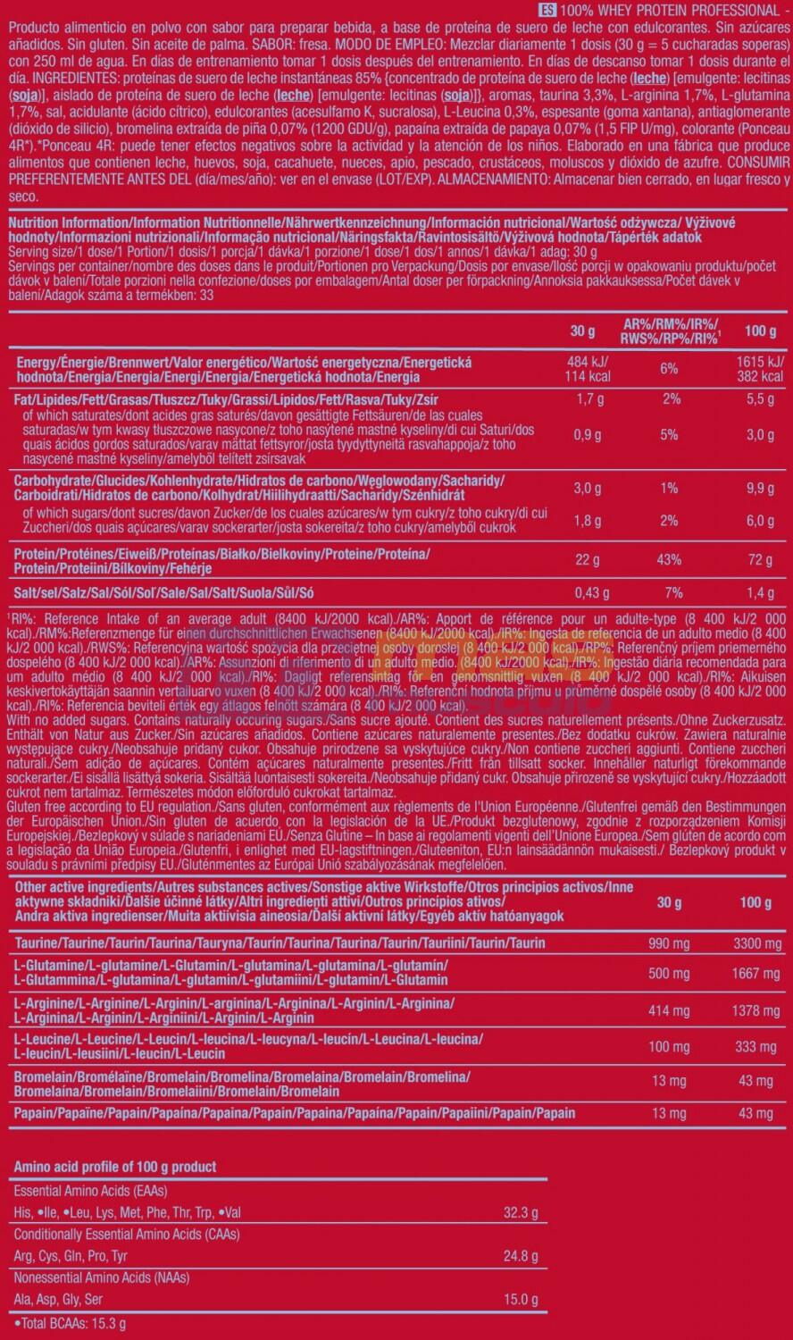 100% Whey Protein Professional - 1Kg Fresa Scitec Nutrition 5/5