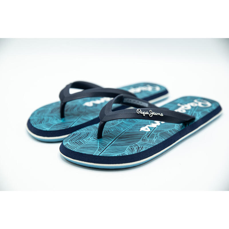 Slapi barbati Pepe Jeans Whale Rainforest Beach Flip Flops, Albastru