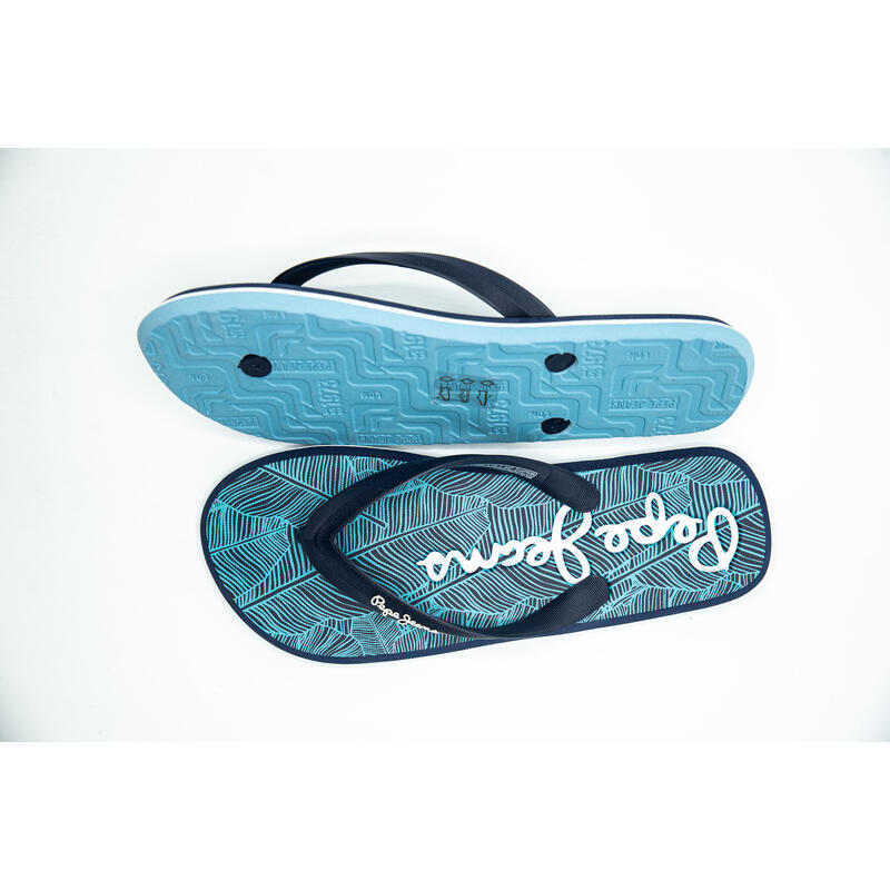 Slapi barbati Pepe Jeans Whale Rainforest Beach Flip Flops, Albastru