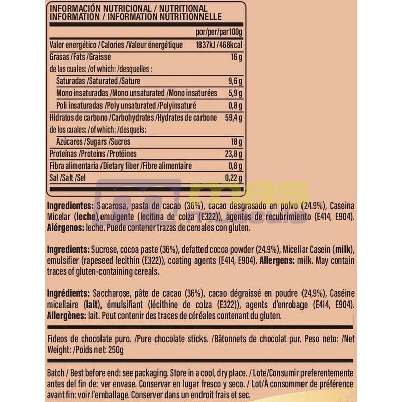 Natillas energéticas Life Pro Fit Food Protein Sticks Dark Chocolate 250g