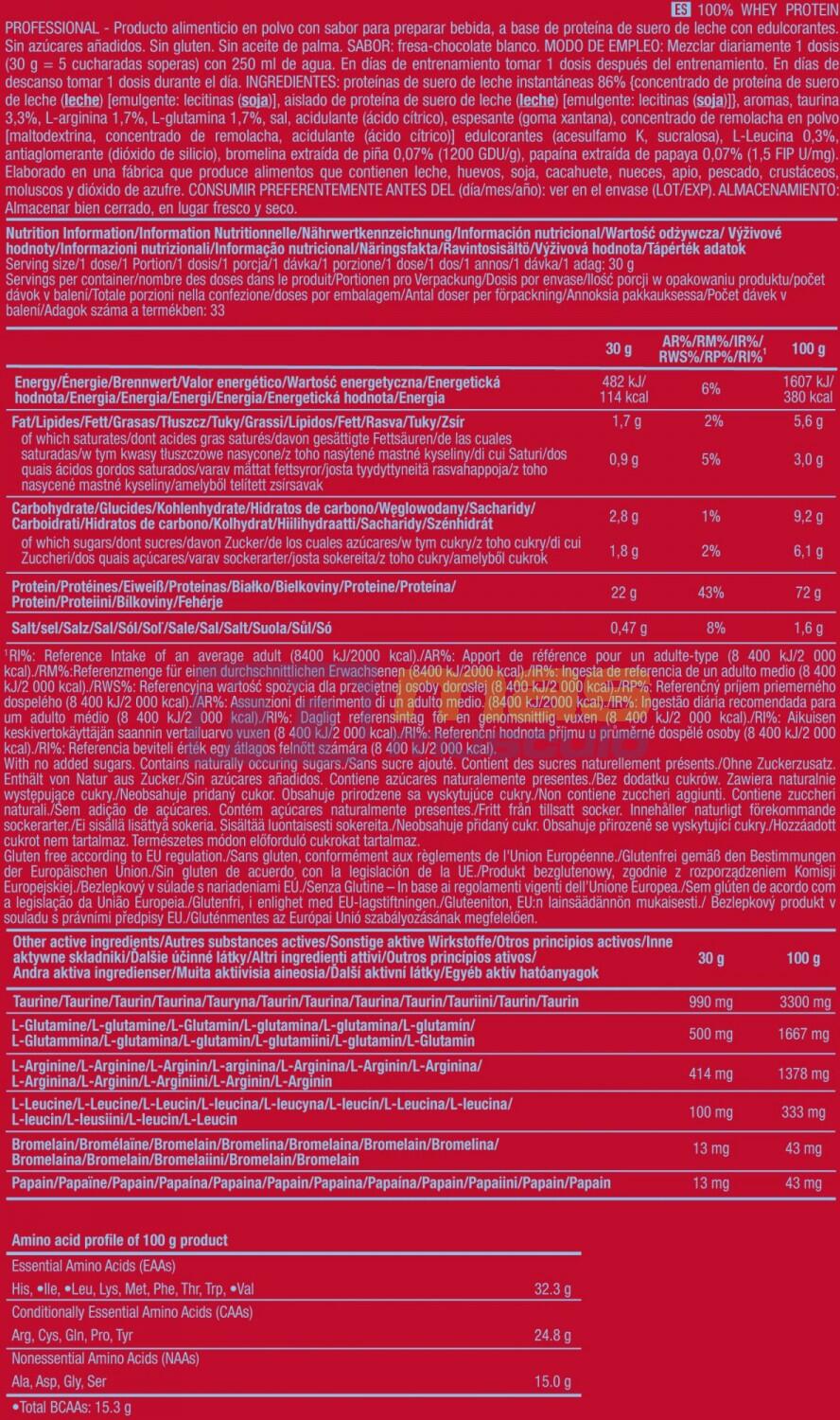 100% Wei-eiwit Professional - 1 kg Aardbei Witte Chocolade Scitec Nutrition 5/5