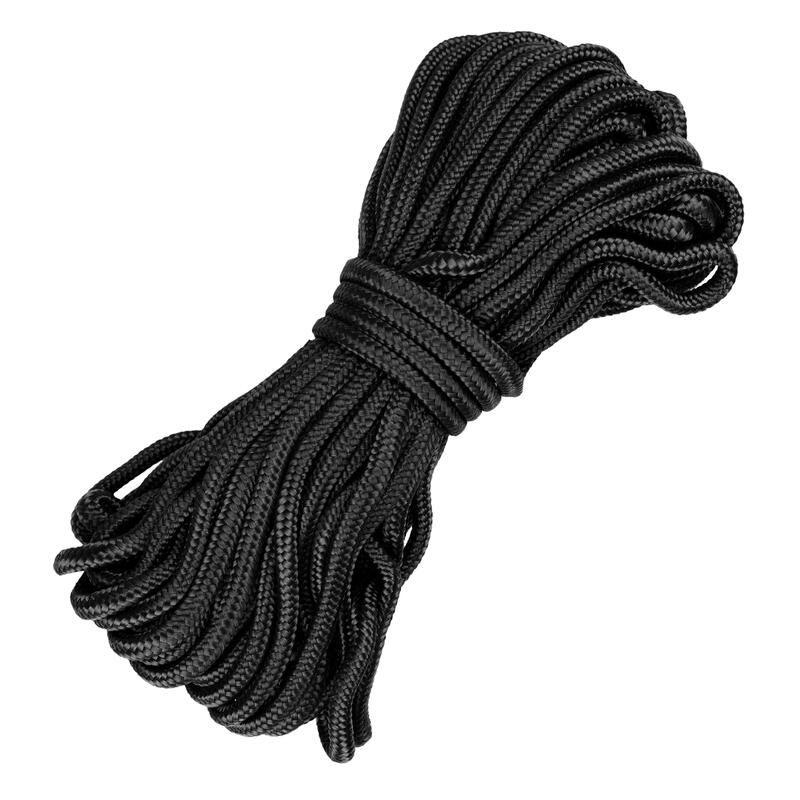 Corde camping | Paracord | 7 mm épaisseur / 15 m longueur | Noir