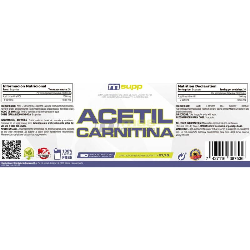 Acetil L-Carnitina - 90 Cápsulas Vegetales de MM Supplements