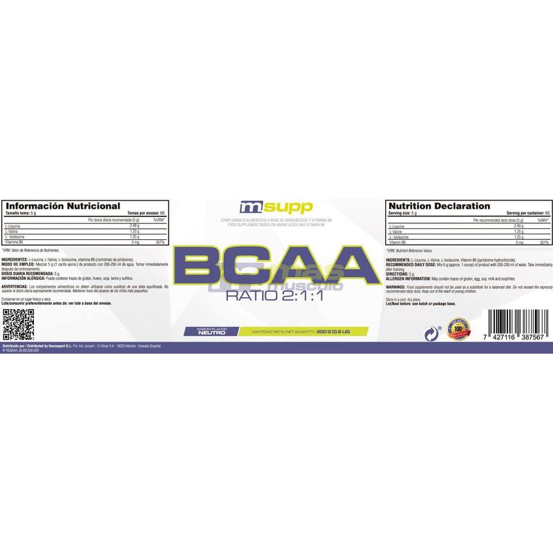 BCAA 2:1:1 - 300g de MM Supplements