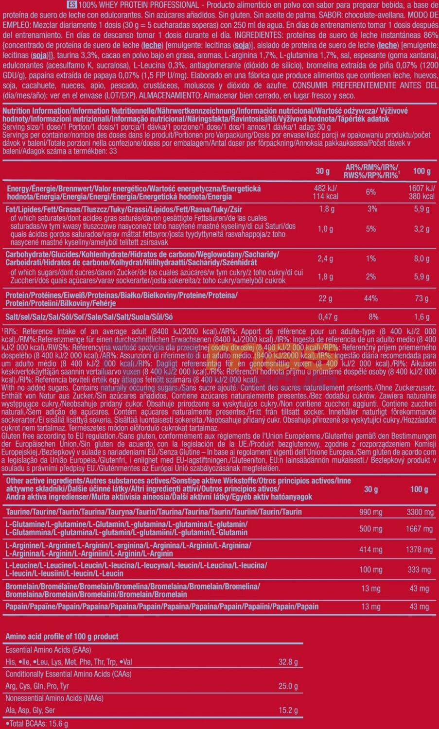 100% Whey Protein Professional - 1Kg Crema de Chocolate y Avellanas Scitec Nutri 6/6