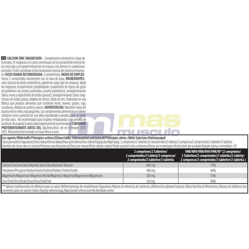 Multiminéraux - Calcium Zinc Magnesium - 100 Comprimés