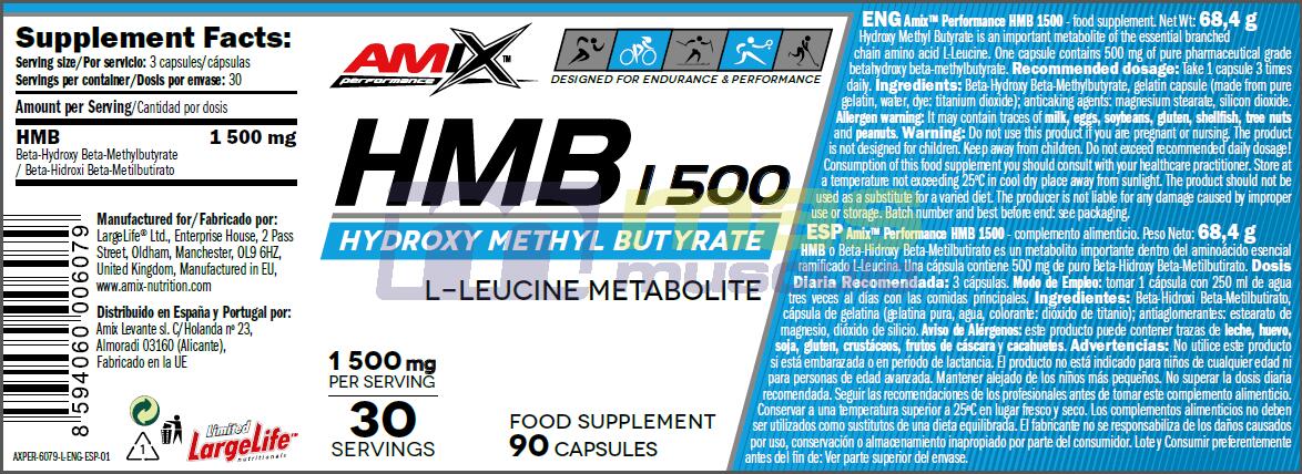 HMB 1500 - 90 Cápsulas Amix Nutrition 3/3