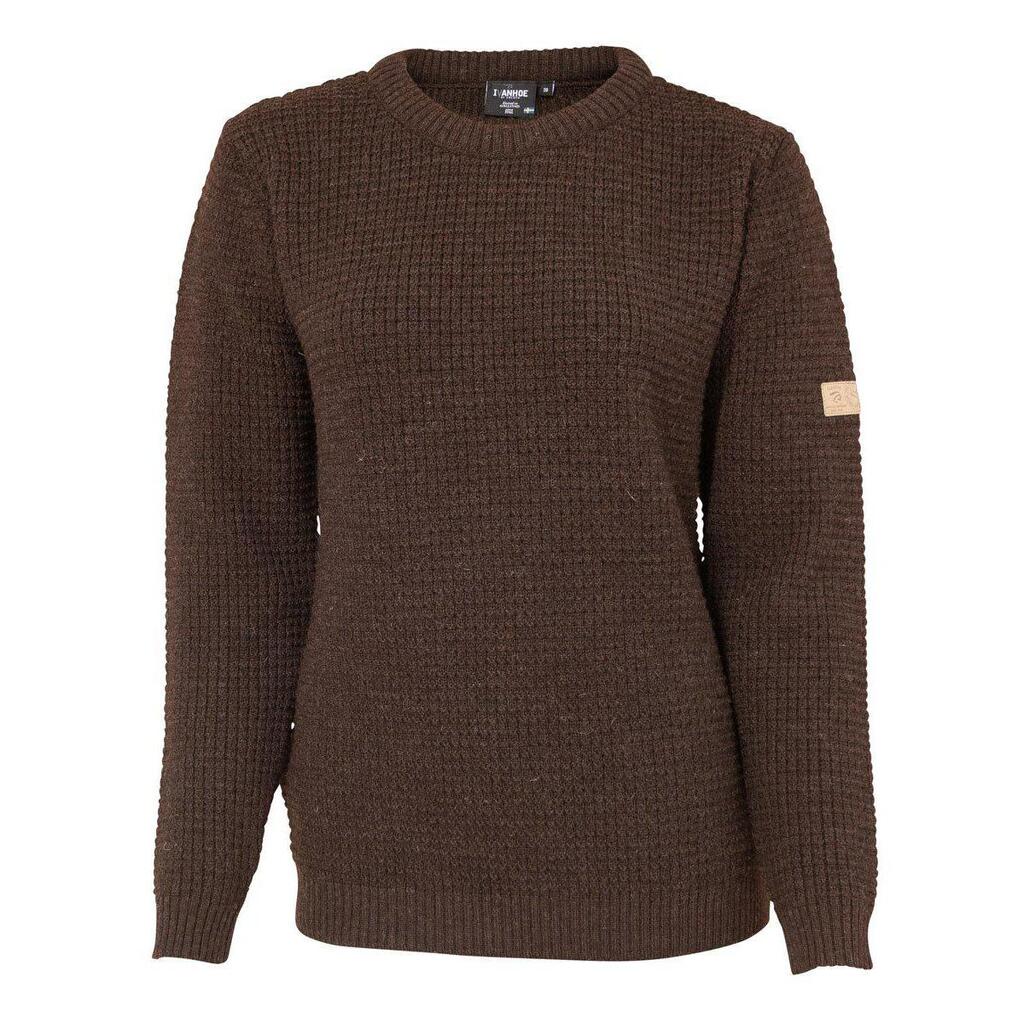 NLS Petal Coffee Bean Round Neck Sweater - 100% Pure Undyed Wool