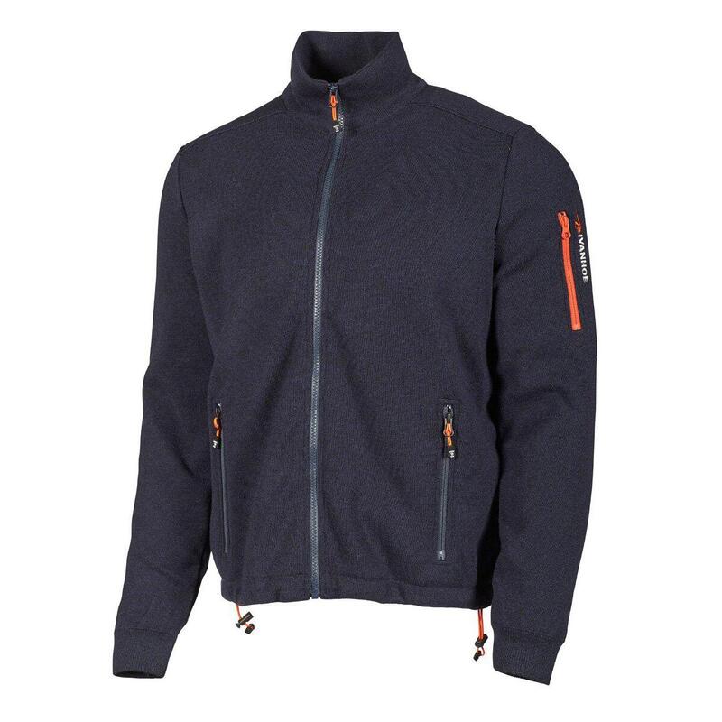 Cardigan Hadar Full Zip Windbreaker Navy - laine mérinos fine - Bleu