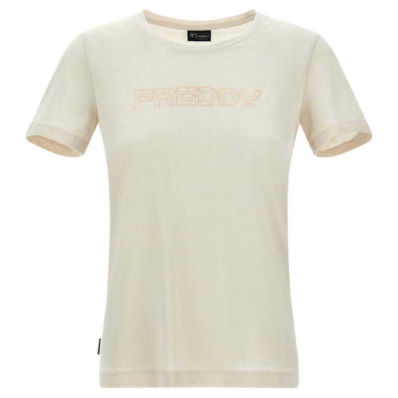 T-shirt in jersey di cotone con logo FREDDY bronzo