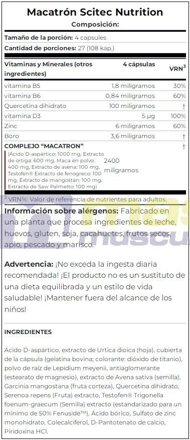 Macatron - 108 capsules de Scitec Nutrition 4/4