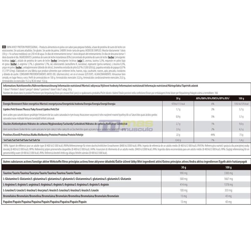 100% Whey Protein Professional - 5Kg Tarta de Queso con Limón de Scitec Nutritio