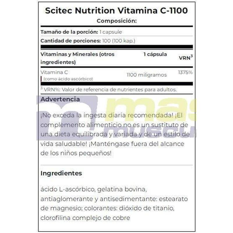 Vita C 1100 - 100 Cápsulas de Scitec Nutrition