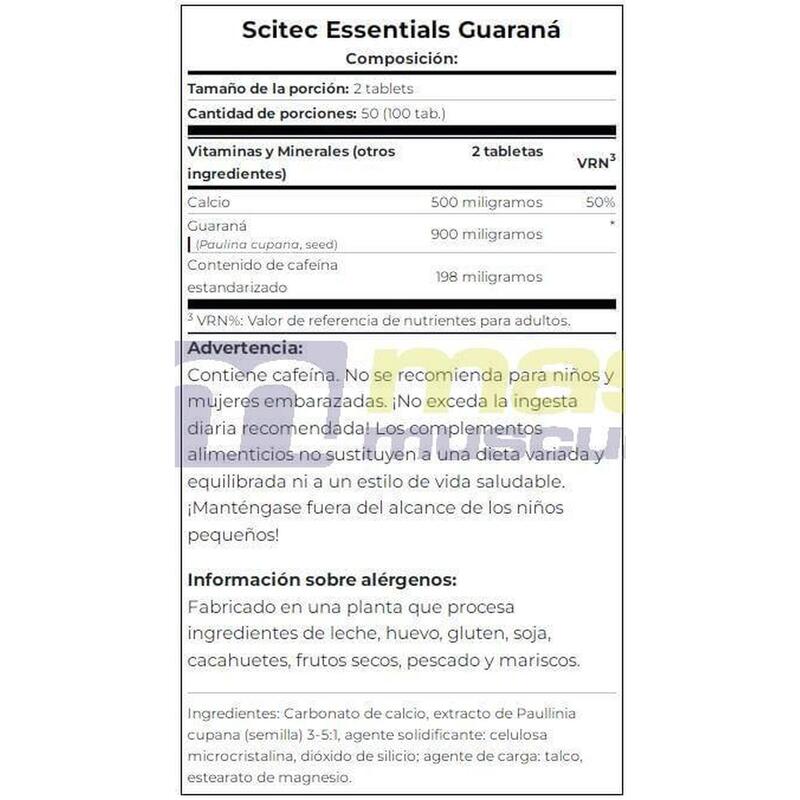 Super Guaraná - 100 Tabletas de Scitec Nutrition