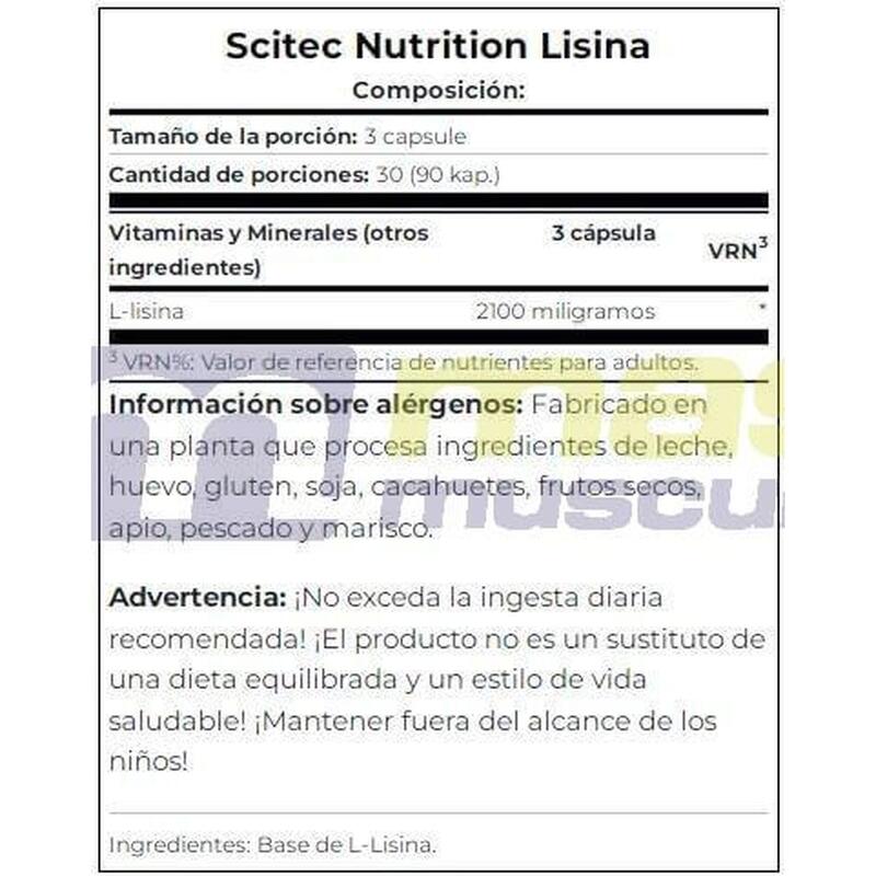 Lisina - 90 Cápsulas de Scitec Nutrition