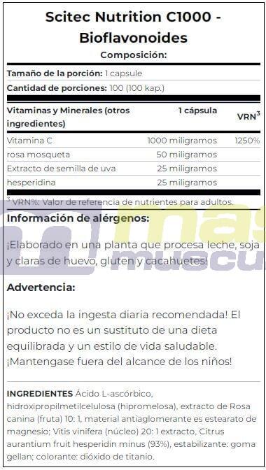 C1000 + Bioflavonoides - 100 caps de Scitec Nutrition 5/5