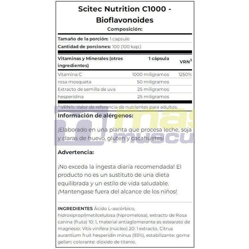 C1000 + Bioflavonoides - 100 Cápsulas de Scitec Nutrition