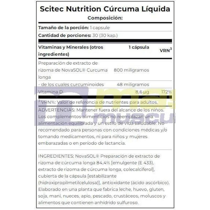 Cúrcuma Líquida - 30 Cápsulas de Scitec Nutrition