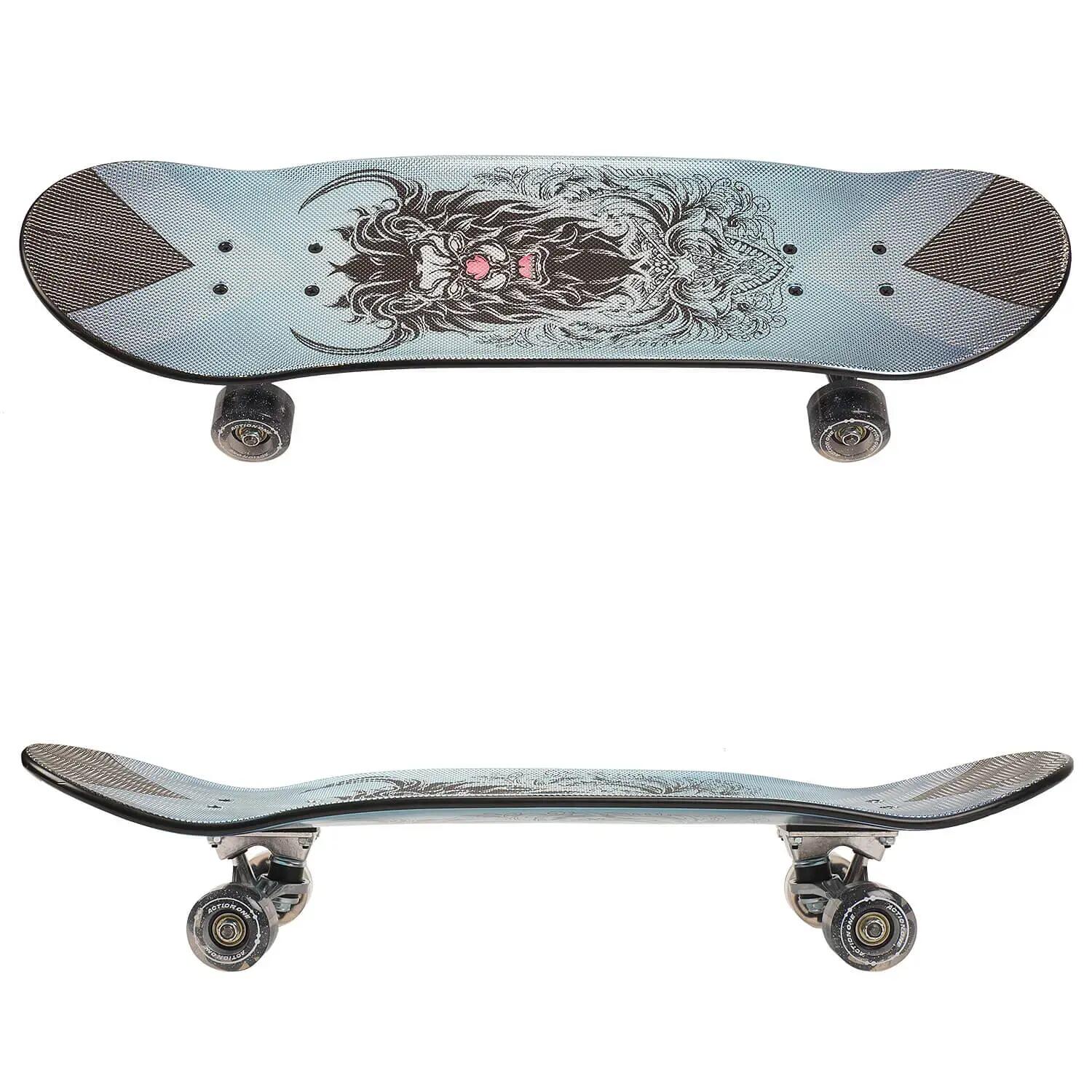 Skateboard dublu print, aluminiu, 70 x 20 cm, multicolor silver, The King 3/6