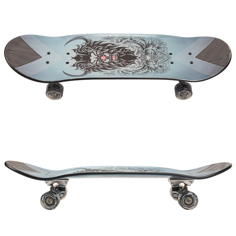Skateboard dublu print, aluminiu, 70 x 20 cm, multicolor silver, The King