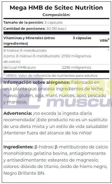 Mega HMB 900mg - 90 Cápsulas de Scitec Nutrition 2/2