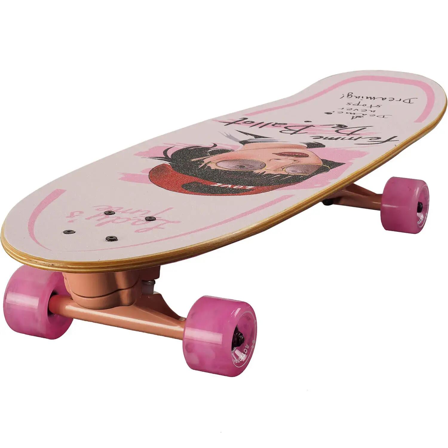 Skateboard dublu print, ABEC 11, 75 x 23 cm,  Femme, roz 3/6