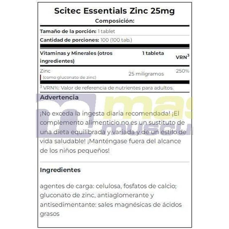 Zinc - 100 Tabletas de Scitec Nutrition