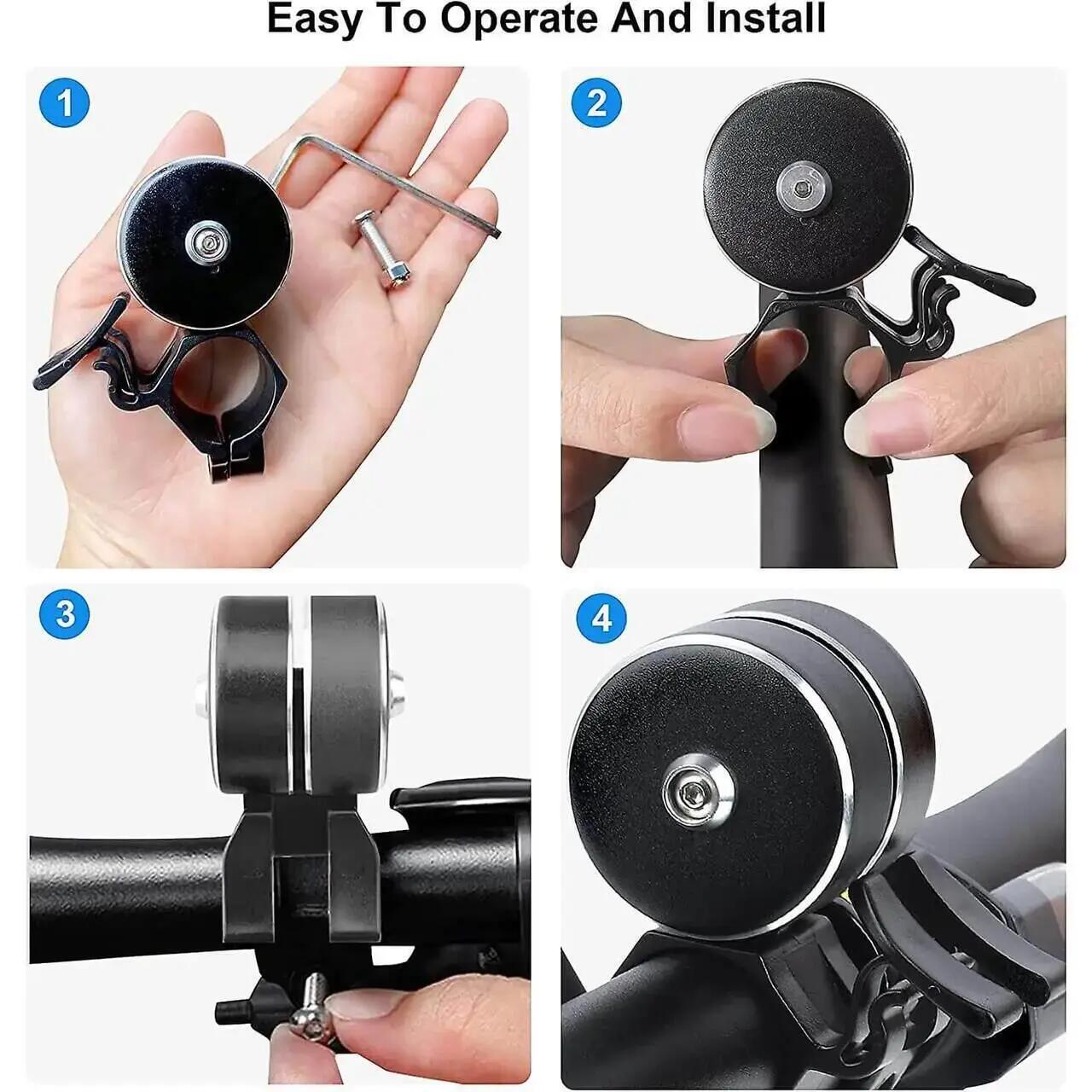 Sonerie bicicleta, metalica, mini, dubla, ding-dong, negru 4/6